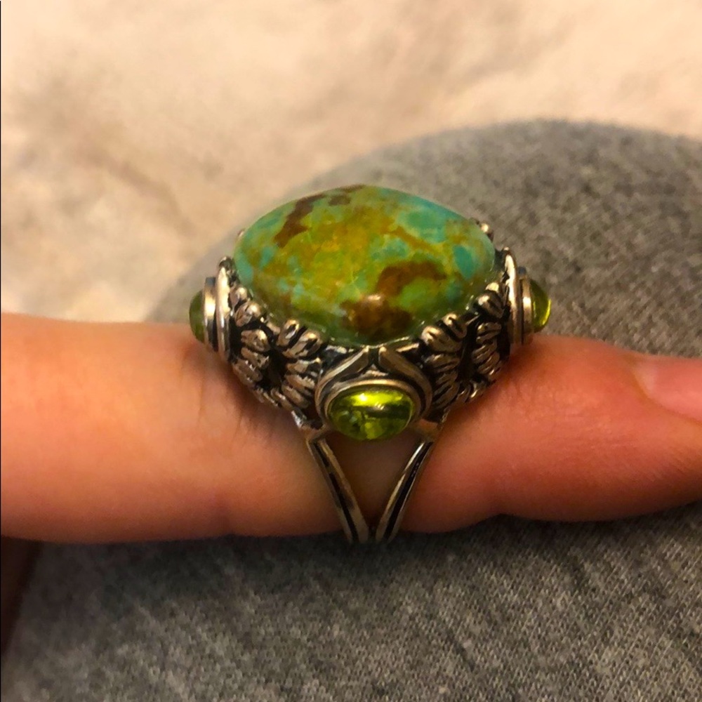 sterling silver ring with stone and details